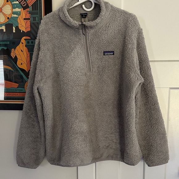Patagonia Light Gray Sherpa Fleece Pullover  Quarter Zip - Picture 1 of 8